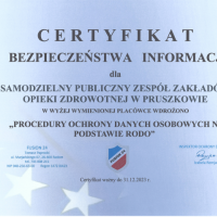 Otrzymaliśmy certyfikat bezpieczeństwa informacji!